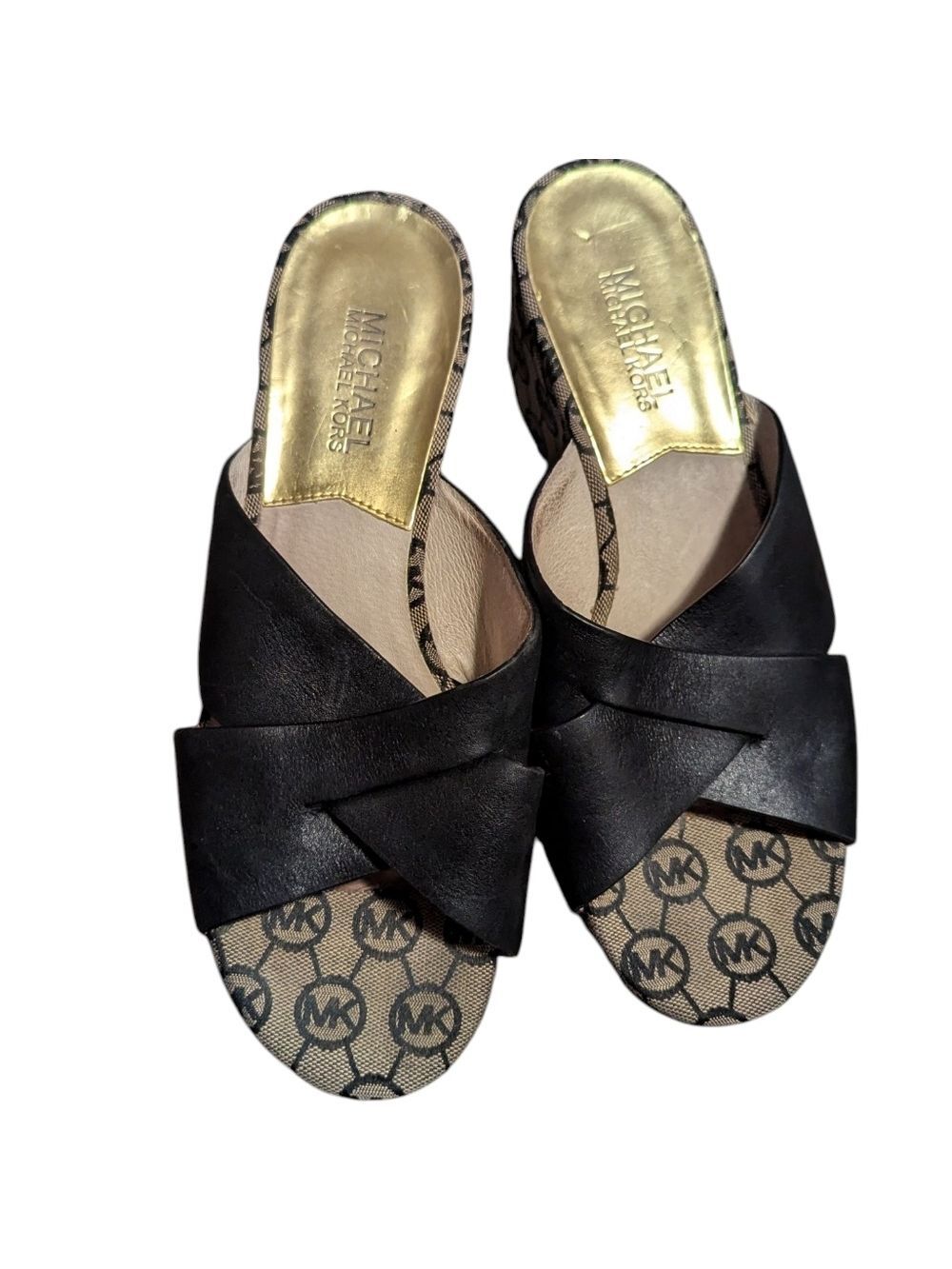 Michael Kors Black and Gray 🩶 Signature Patterned Mules
